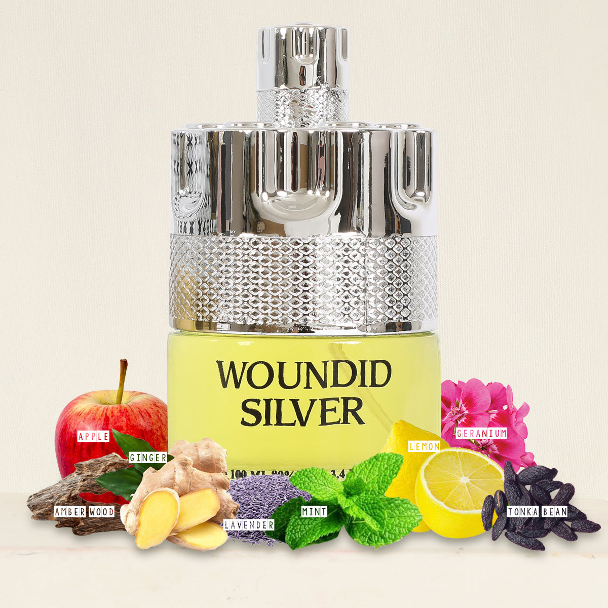 Woundid Silver Spray Cologne Eau De Parfum For Men - 100ML/3.4 FL.OZ