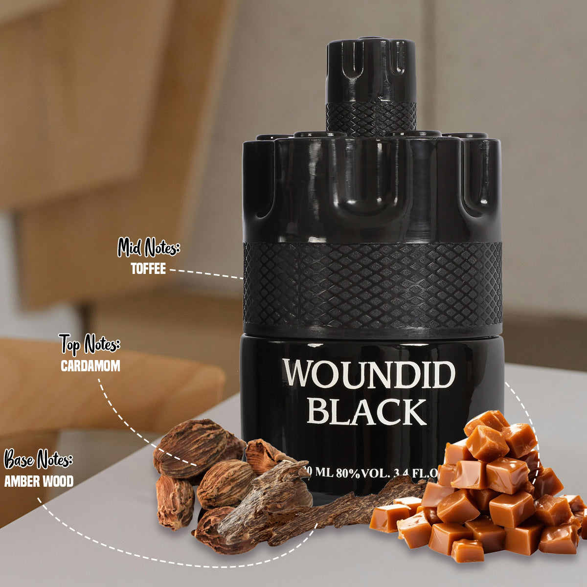 Woundid Black Spray Cologne Eau De Parfum For Men - 100ML/3.4 FL.OZ