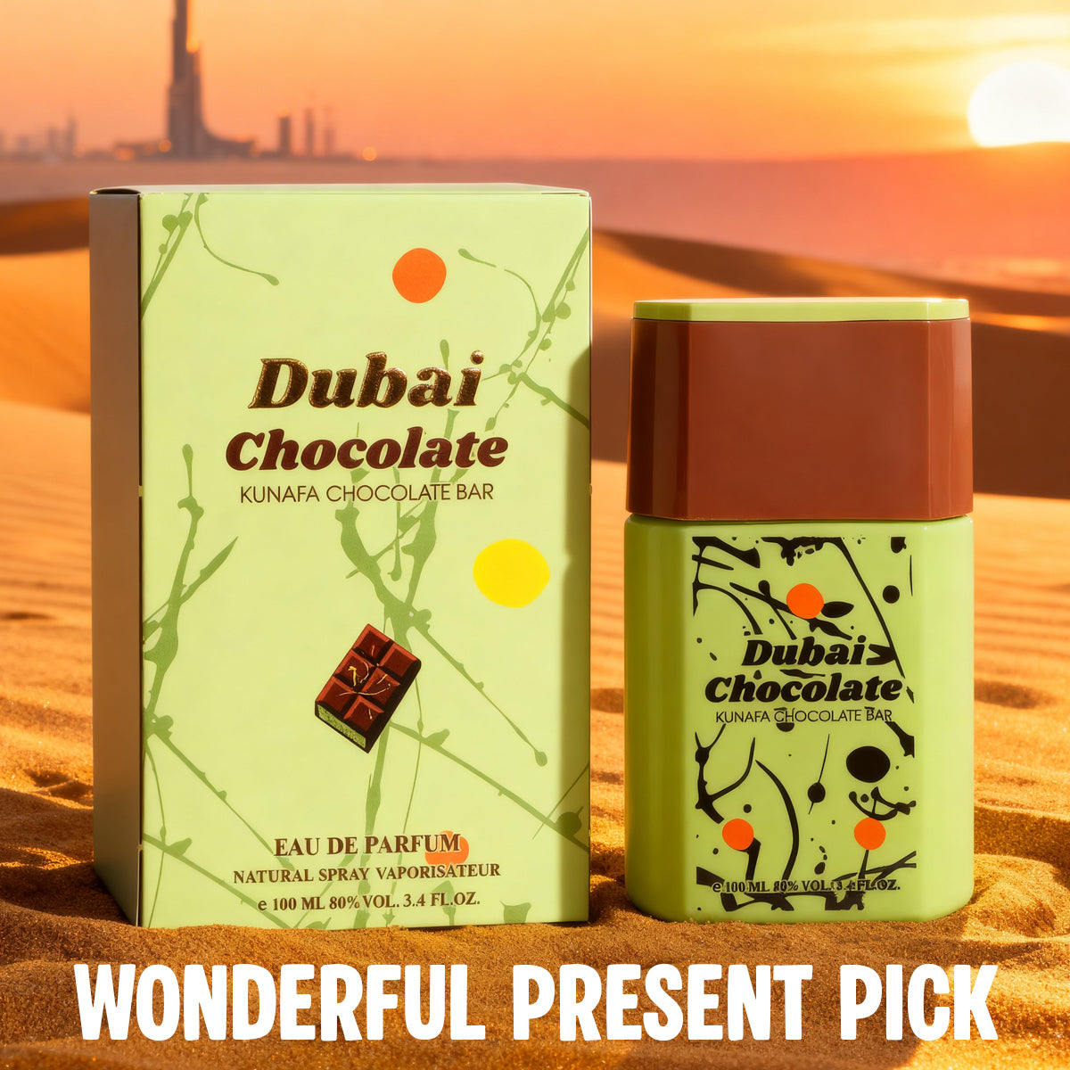 Dubai Chocolate Kunafa Chocolate Bar Spray Perfume Eau De Parfum For Men And Women - 100ML/3.4FL.OZ.