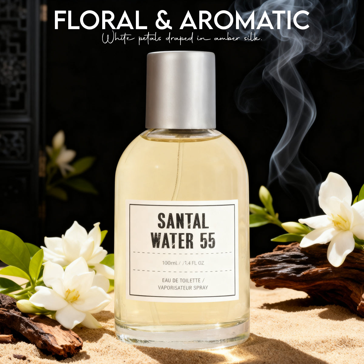 Santal Water 55 Spray Perfume Eau De Toilette For Men And Women - 100ML/3.4 FL.OZ./3PCS