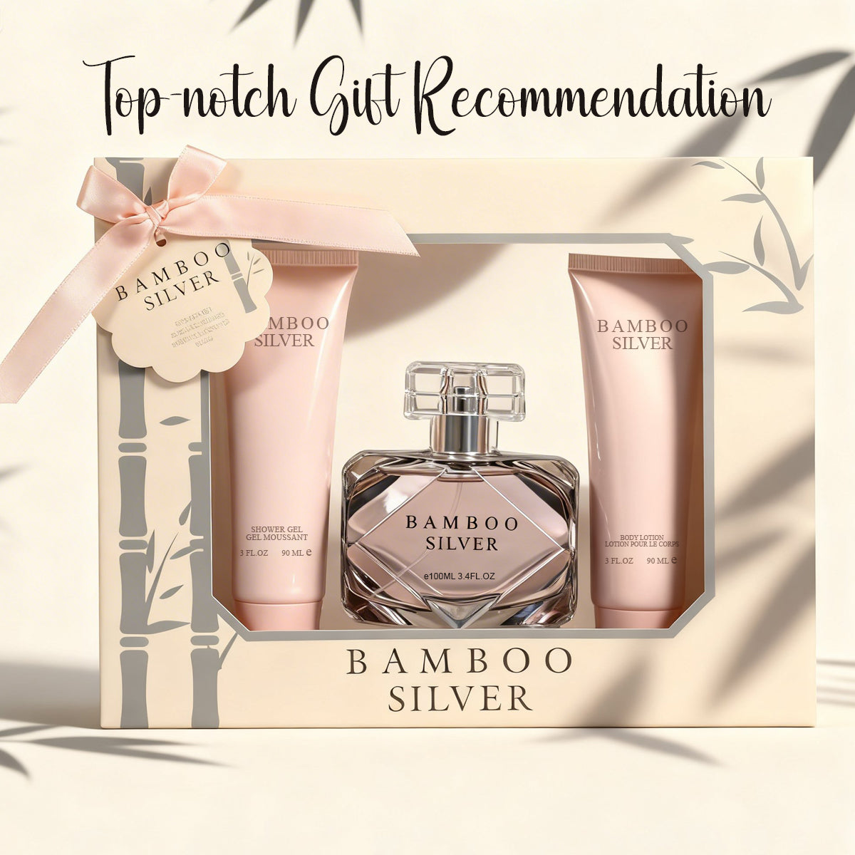 Bamboo Silver Perfume Gift Set For Women 3 Piece