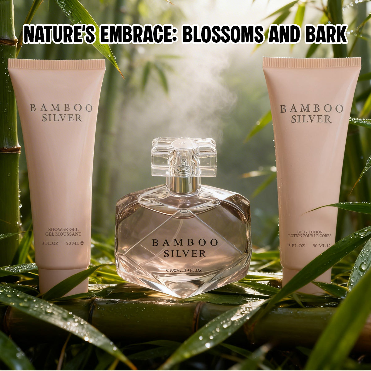 Bamboo Silver Perfume Gift Set For Women 3 Piece