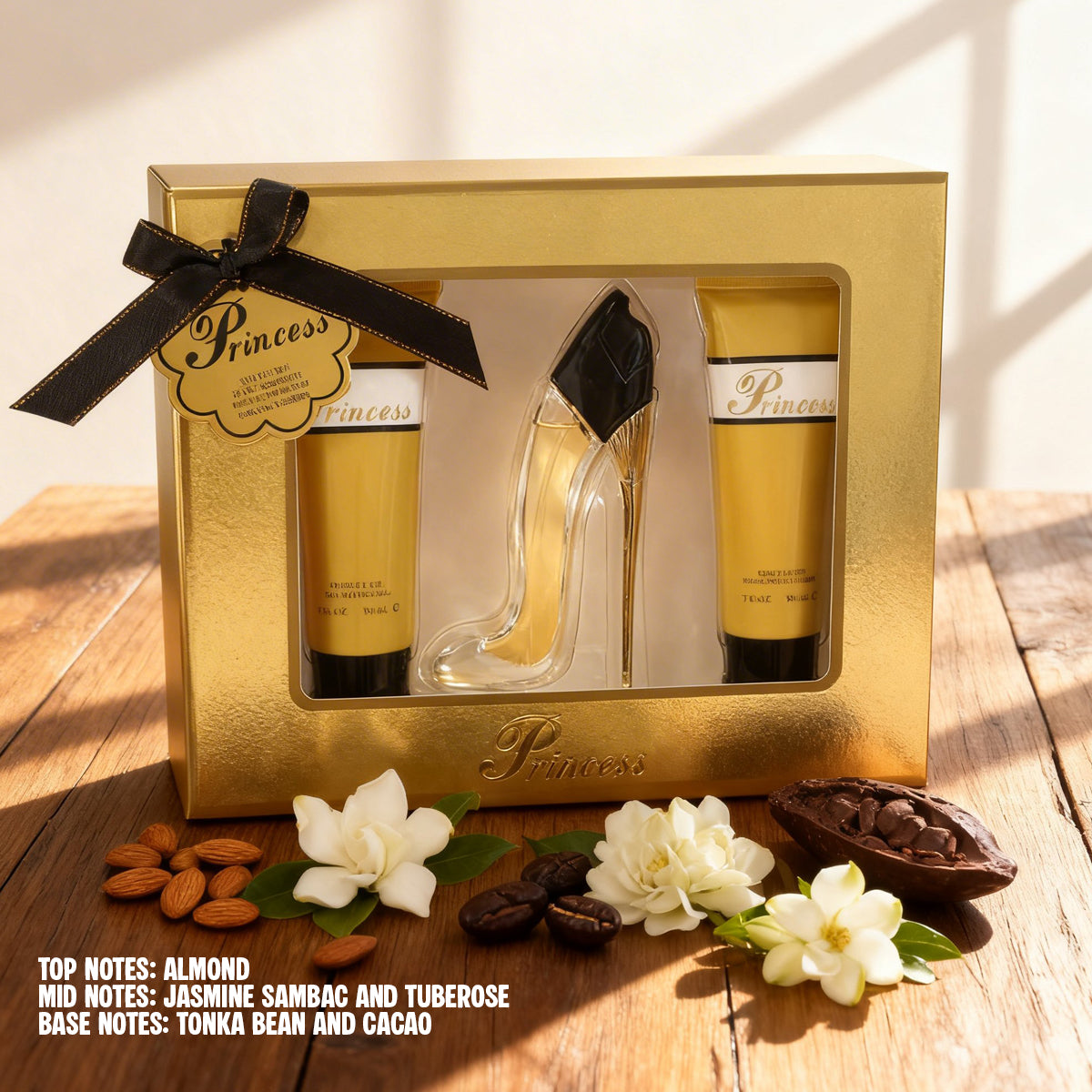 Princess High Heel Gold Perfume Gift Set For Women 3 Piece