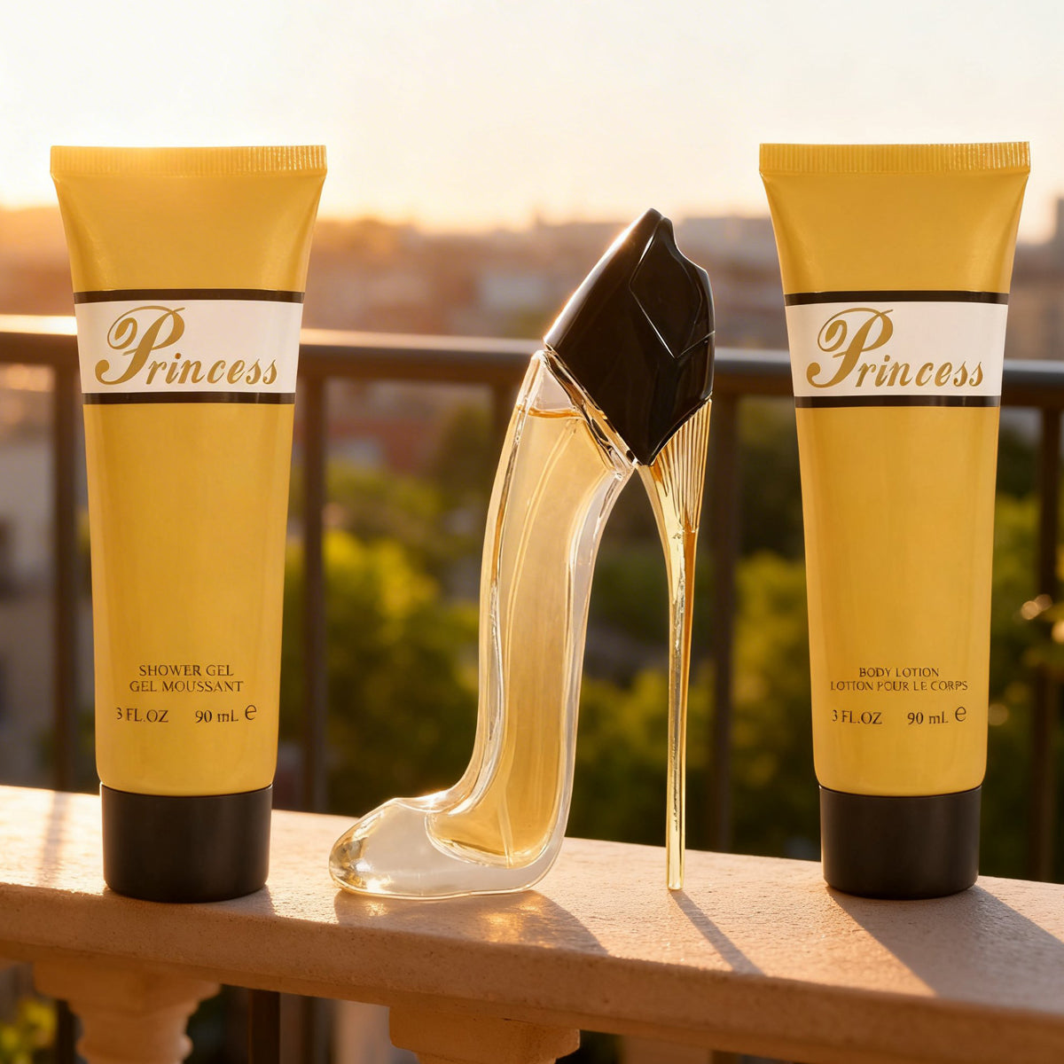 Princess High Heel Gold Perfume Gift Set For Women 3 Piece