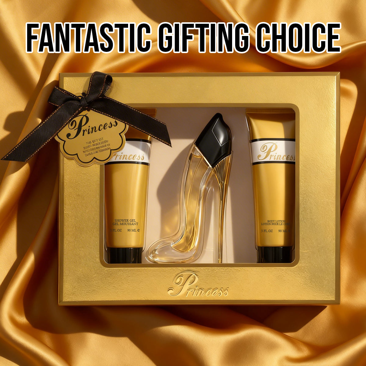 Princess High Heel Gold Perfume Gift Set For Women 3 Piece