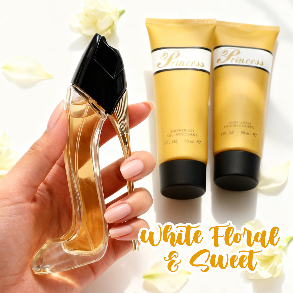 Princess High Heel Gold Perfume Gift Set For Women 3 Piece
