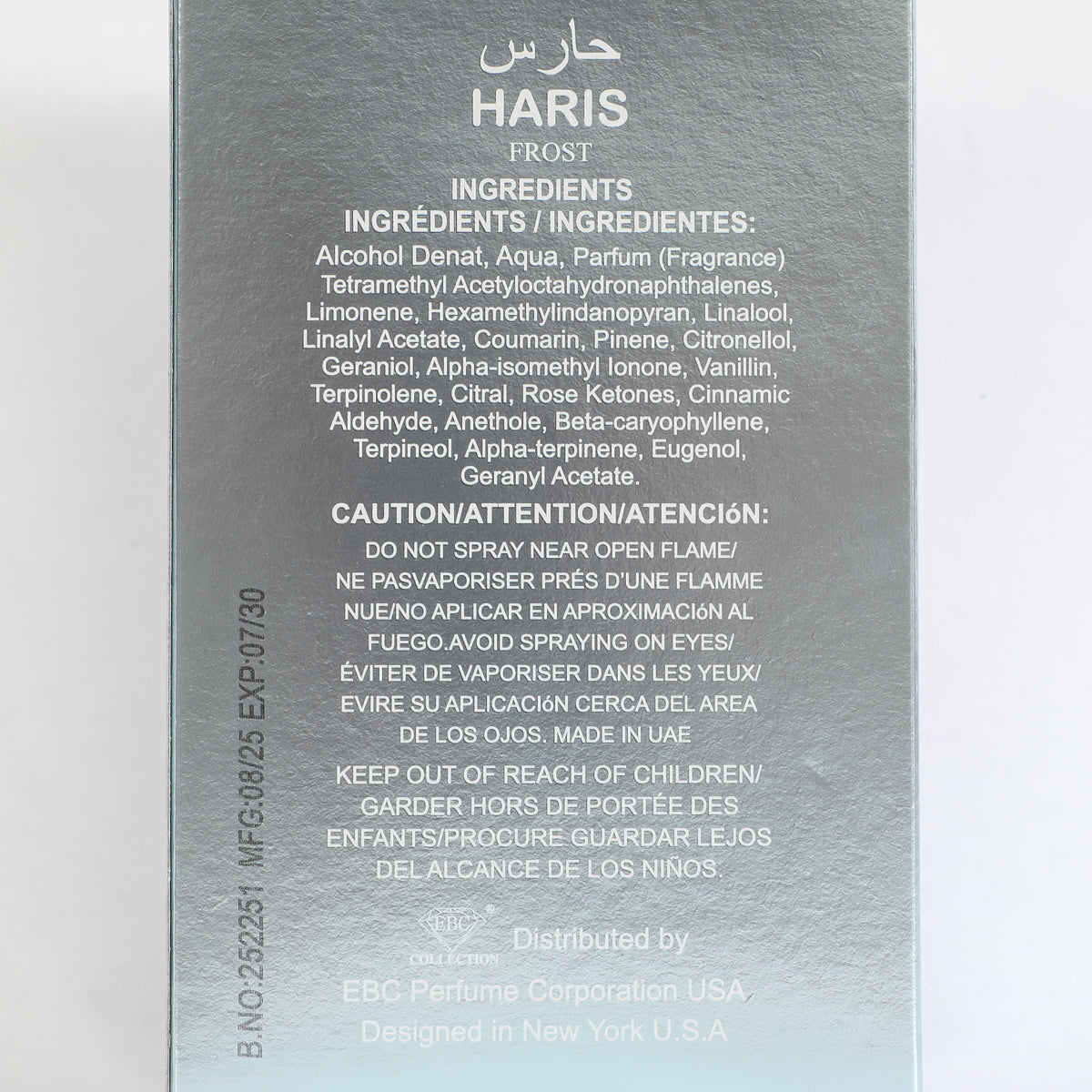 Haris Frost Spray Perfume Eau De Parfum For Men - 100ML/3.4FL.OZ.