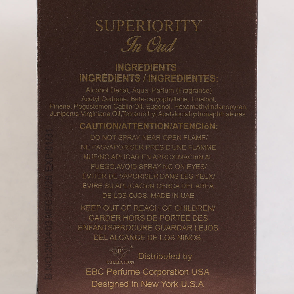 Superiority In Oud  Spray Perfume Eau De Parfum For Men And Women - 100ML/3.4FL.OZ./3PCS