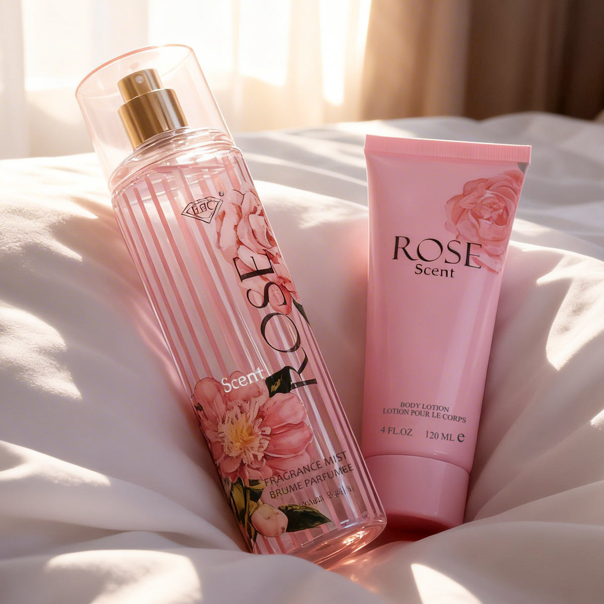 Rose Scent Fragrance Mist & Body Lotion Gift Set For Women - 2 Piece Set