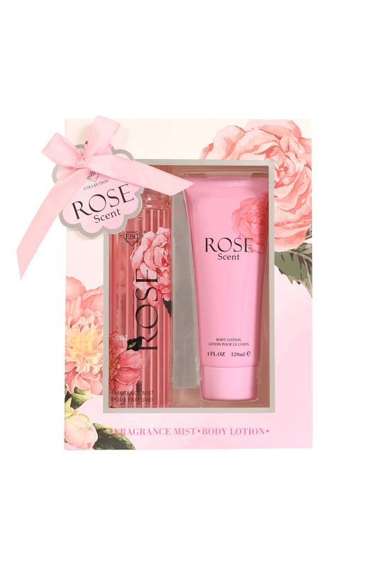 Rose Scent Fragrance Mist & Body Lotion Gift Set For Women - 2 Piece Set