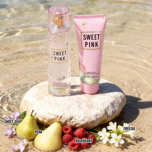 Sweet Pink Fragrance Mist & Body Lotion Gift Set For Women - 2 Piece Set