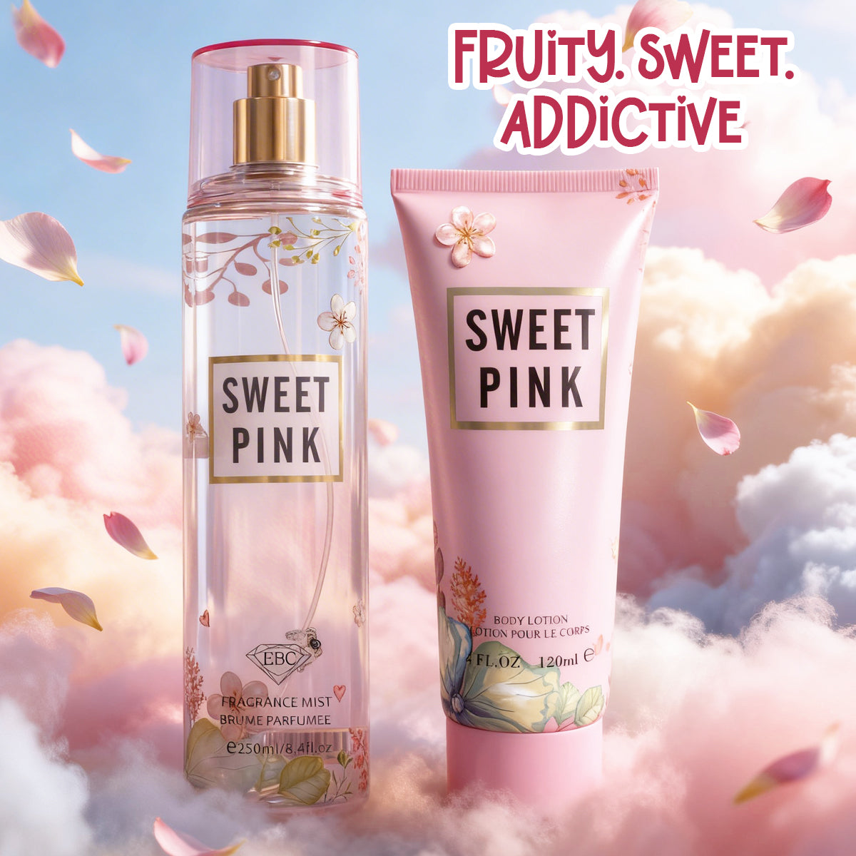 Sweet Pink Fragrance Mist & Body Lotion Gift Set For Women - 2 Piece Set