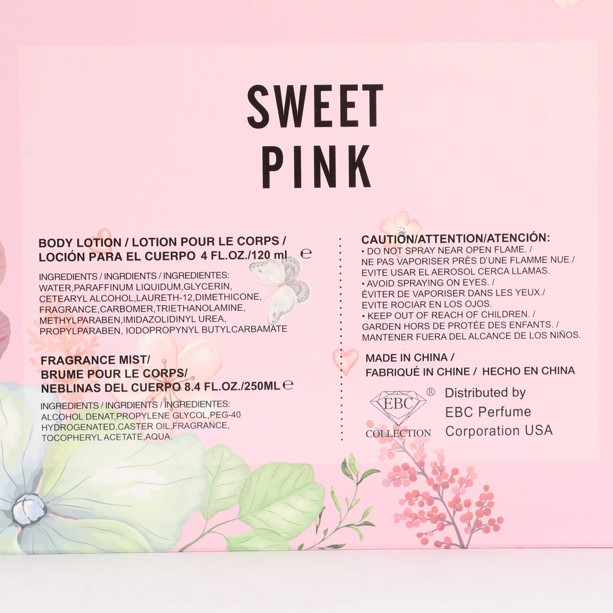 Sweet Pink Fragrance Mist & Body Lotion Gift Set For Women - 2 Piece Set
