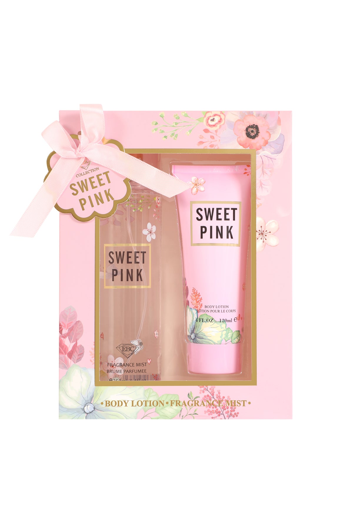 Sweet Pink Fragrance Mist & Body Lotion Gift Set For Women - 2 Piece Set