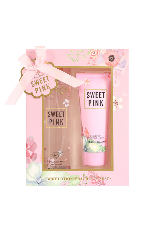 Sweet Pink Fragrance Mist & Body Lotion Gift Set For Women - 2 Piece Set