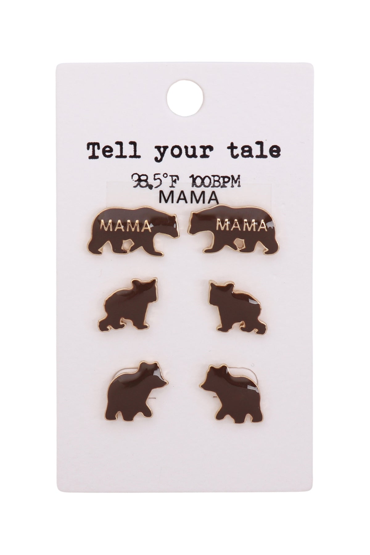 Metal Epoxy Bear Pair Post Earrings
