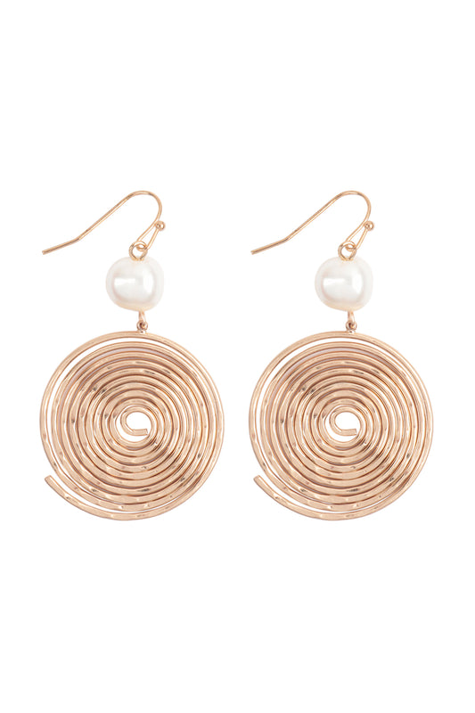 Round Swirl With Pearl Hook Earrings