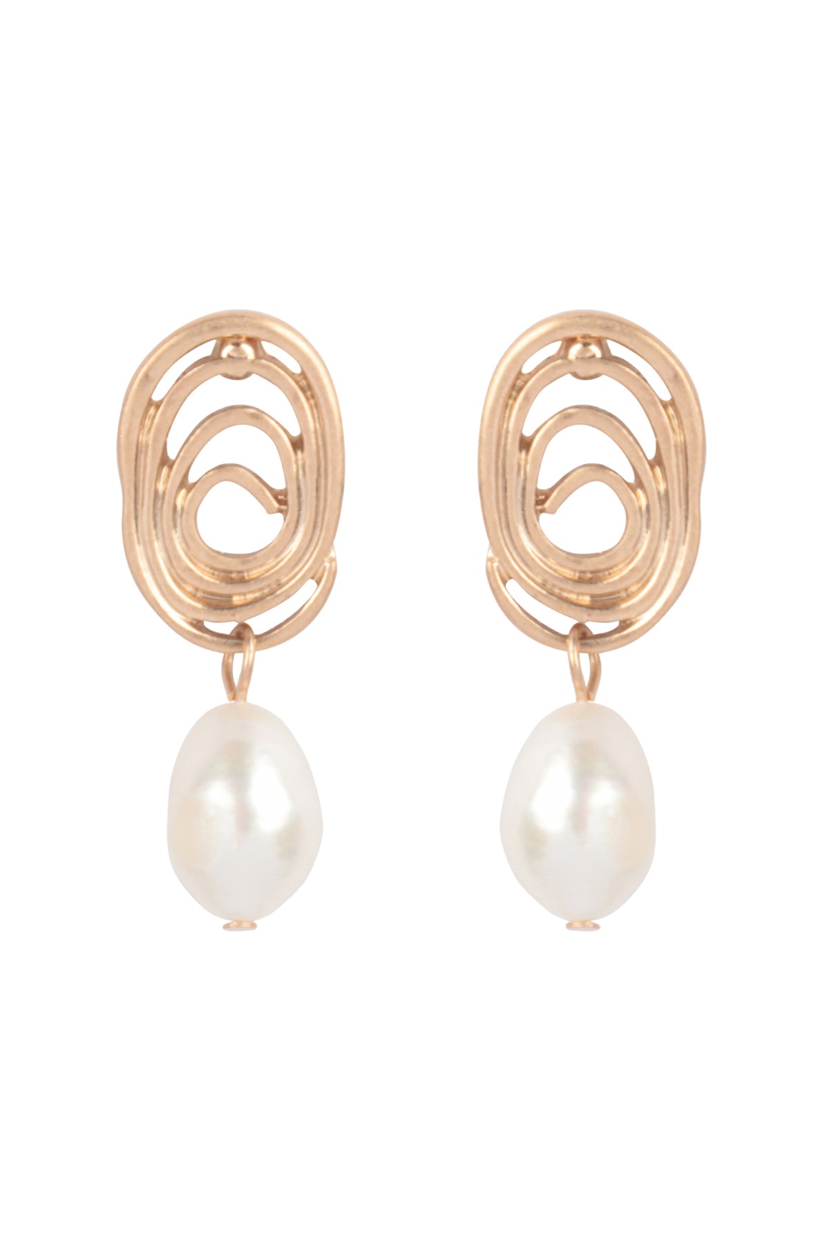 Oval Swirl With Fresh Water Pearl Earrings
