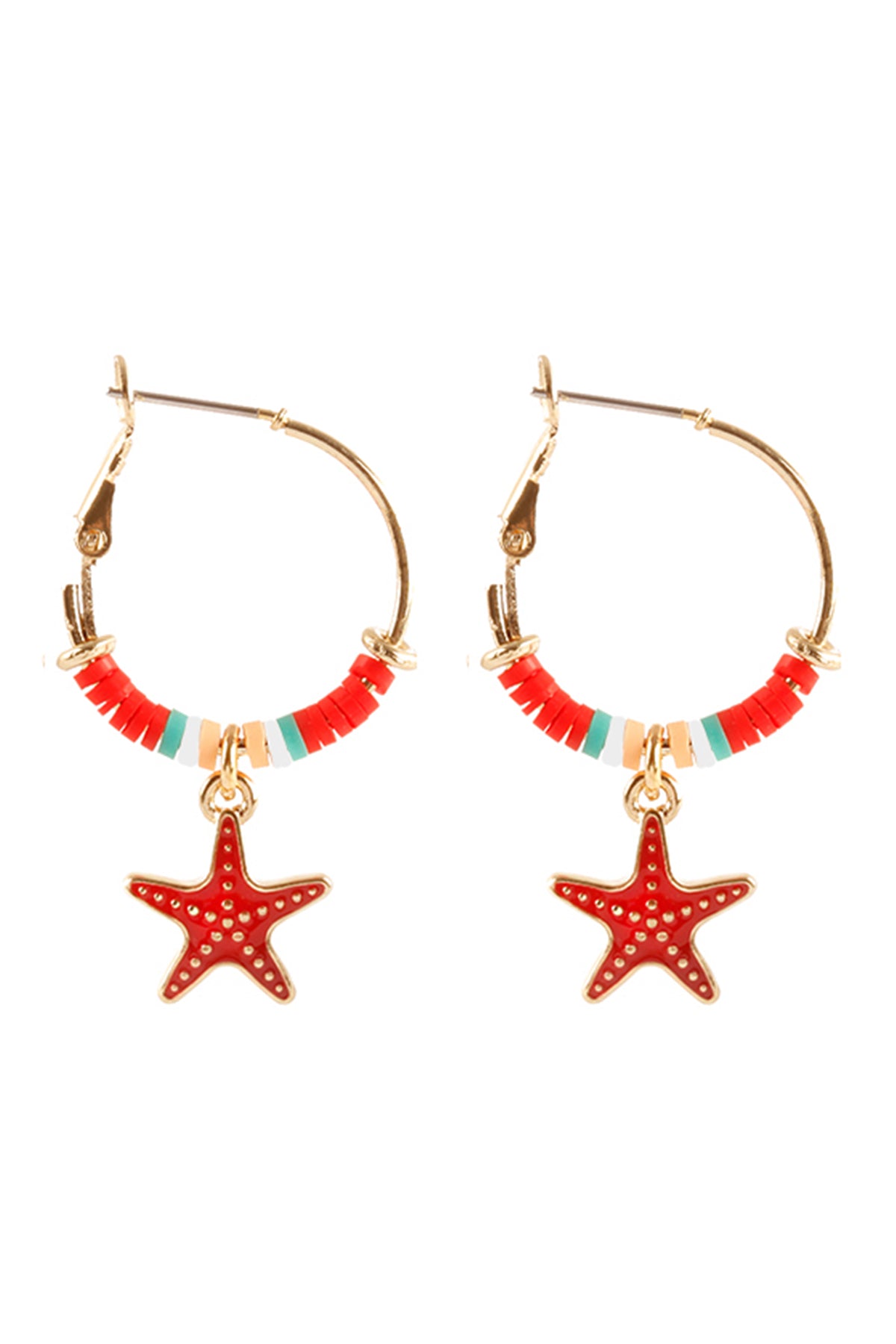 Fimo Metal Starfish Hoop Earrings