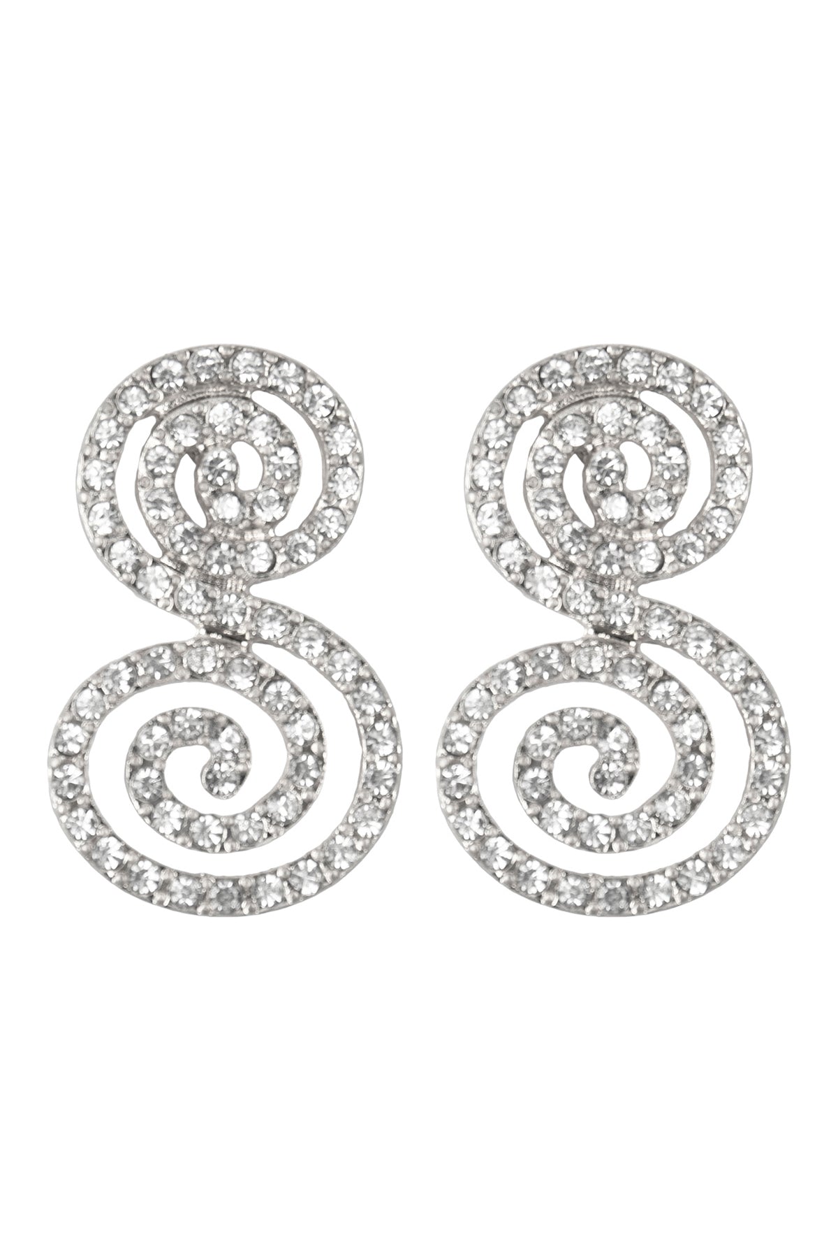 Round Swirl Rhinestone Post Earrings