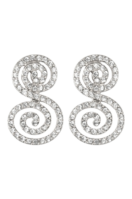 Round Swirl Rhinestone Post Earrings