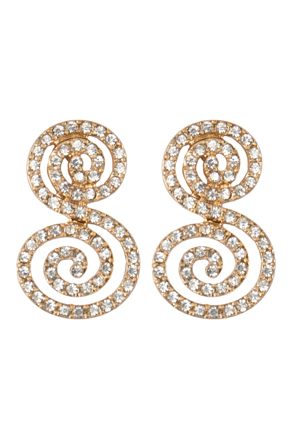 Round Swirl Rhinestone Post Earrings