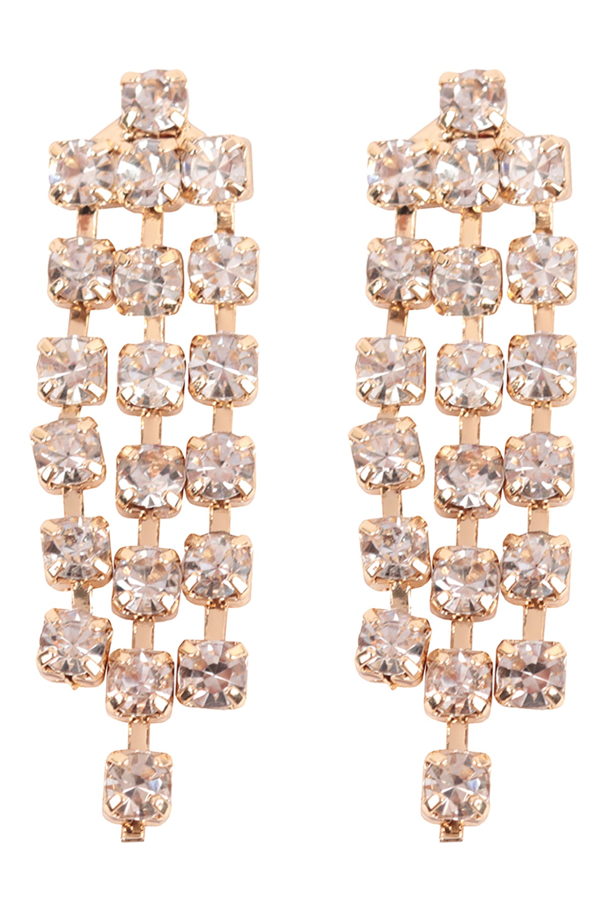 Cubic Zirconia Line Drop Earrings