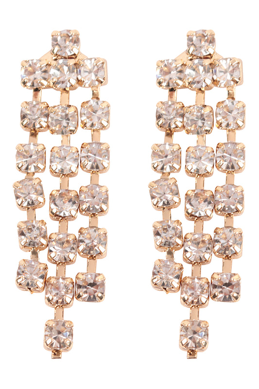 Cubic Zirconia Line Drop Earrings