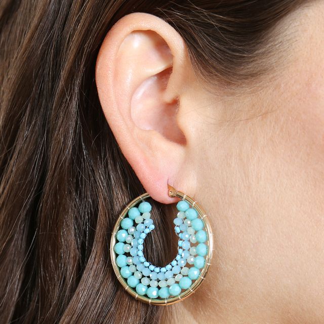 Bohemian Rondelle Beads Hoop Earrings