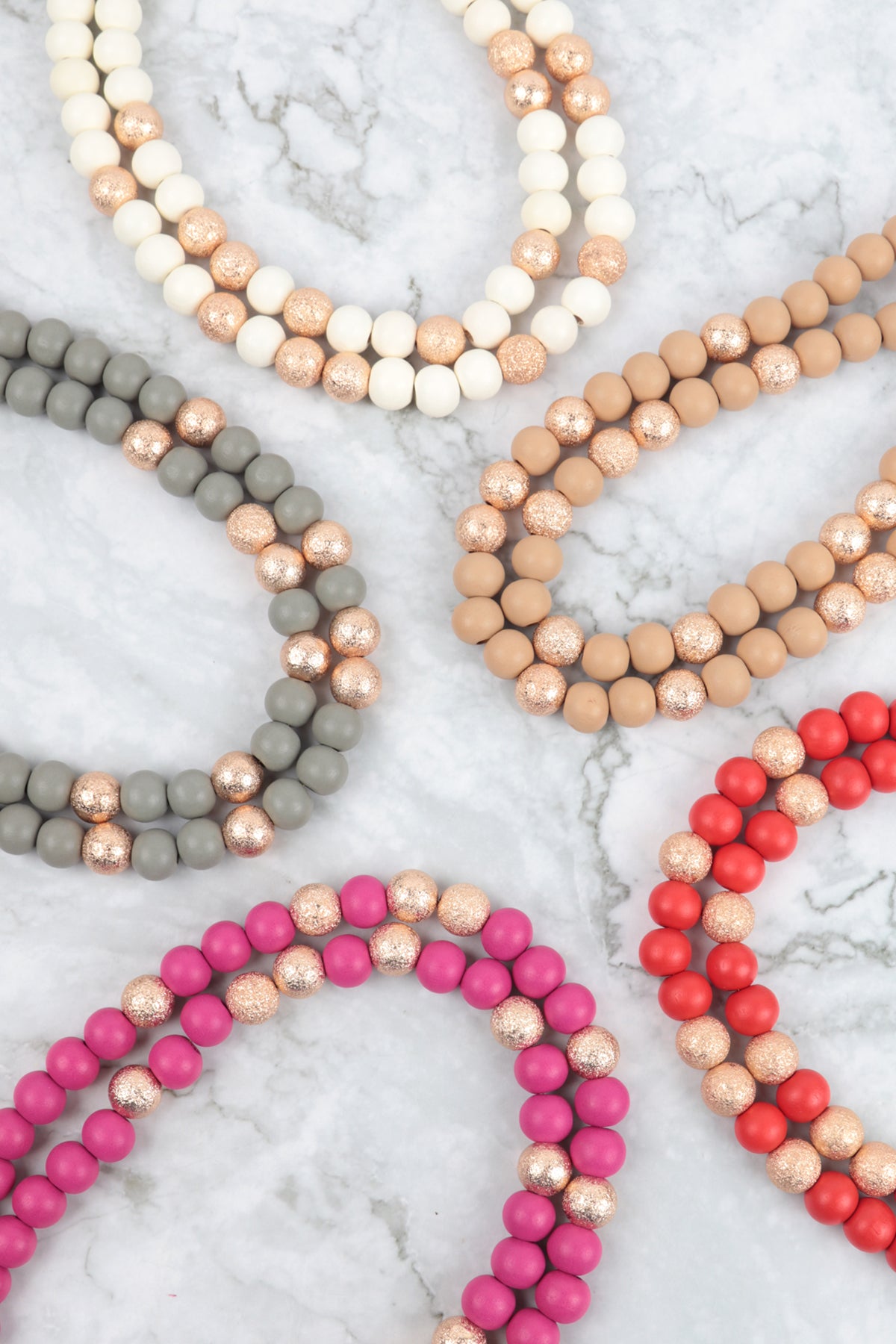 Wood, CCB 2 Line Beaded Necklace