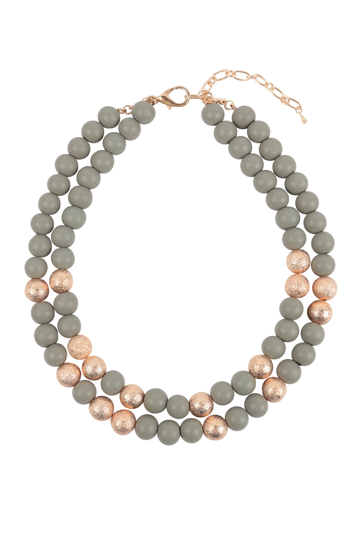 Wood, CCB 2 Line Beaded Necklace