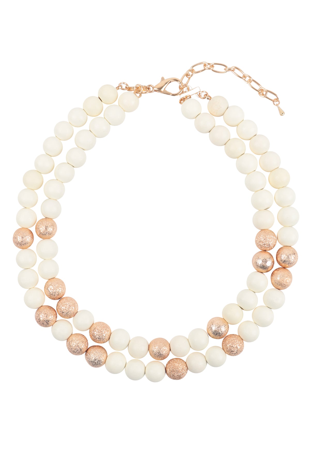 Wood, CCB 2 Line Beaded Necklace