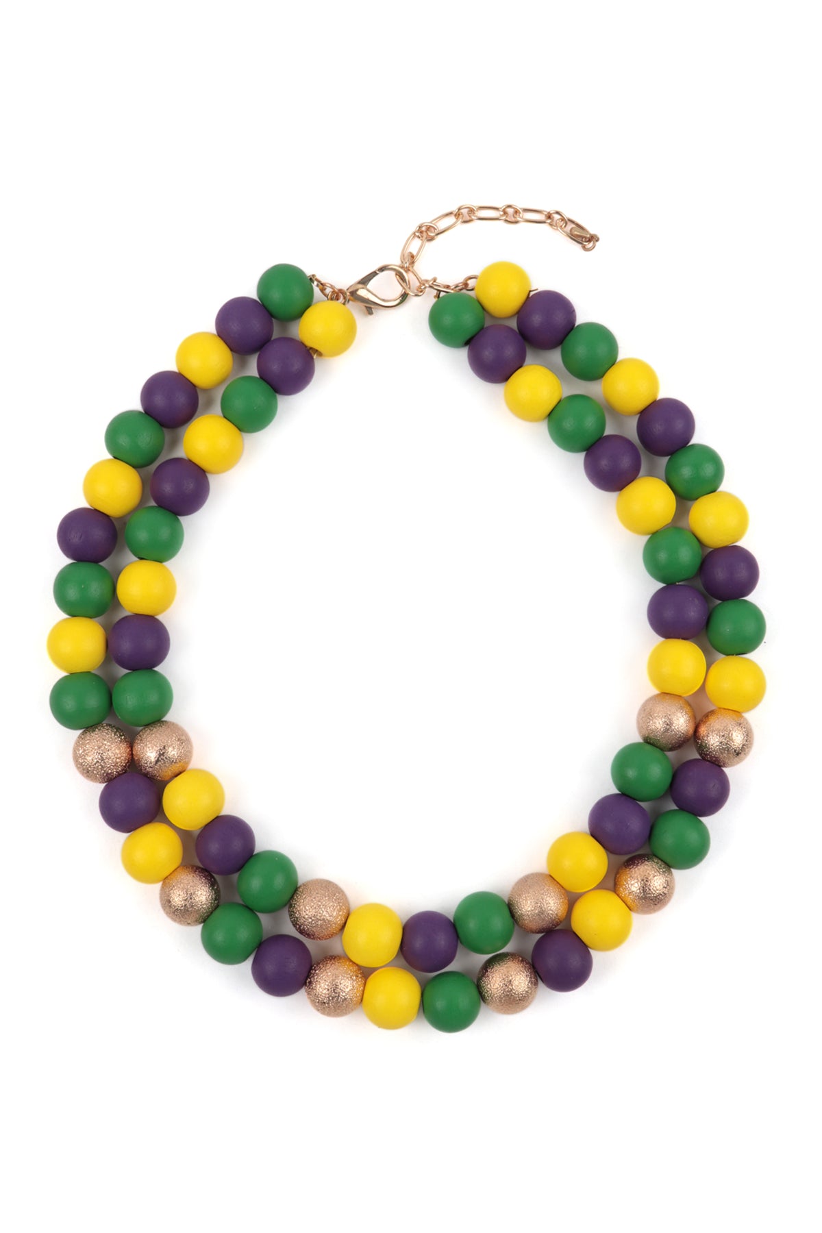 Wood, CCB 2 Line Beaded Necklace