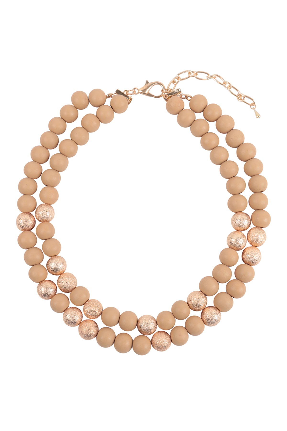 Wood, CCB 2 Line Beaded Necklace