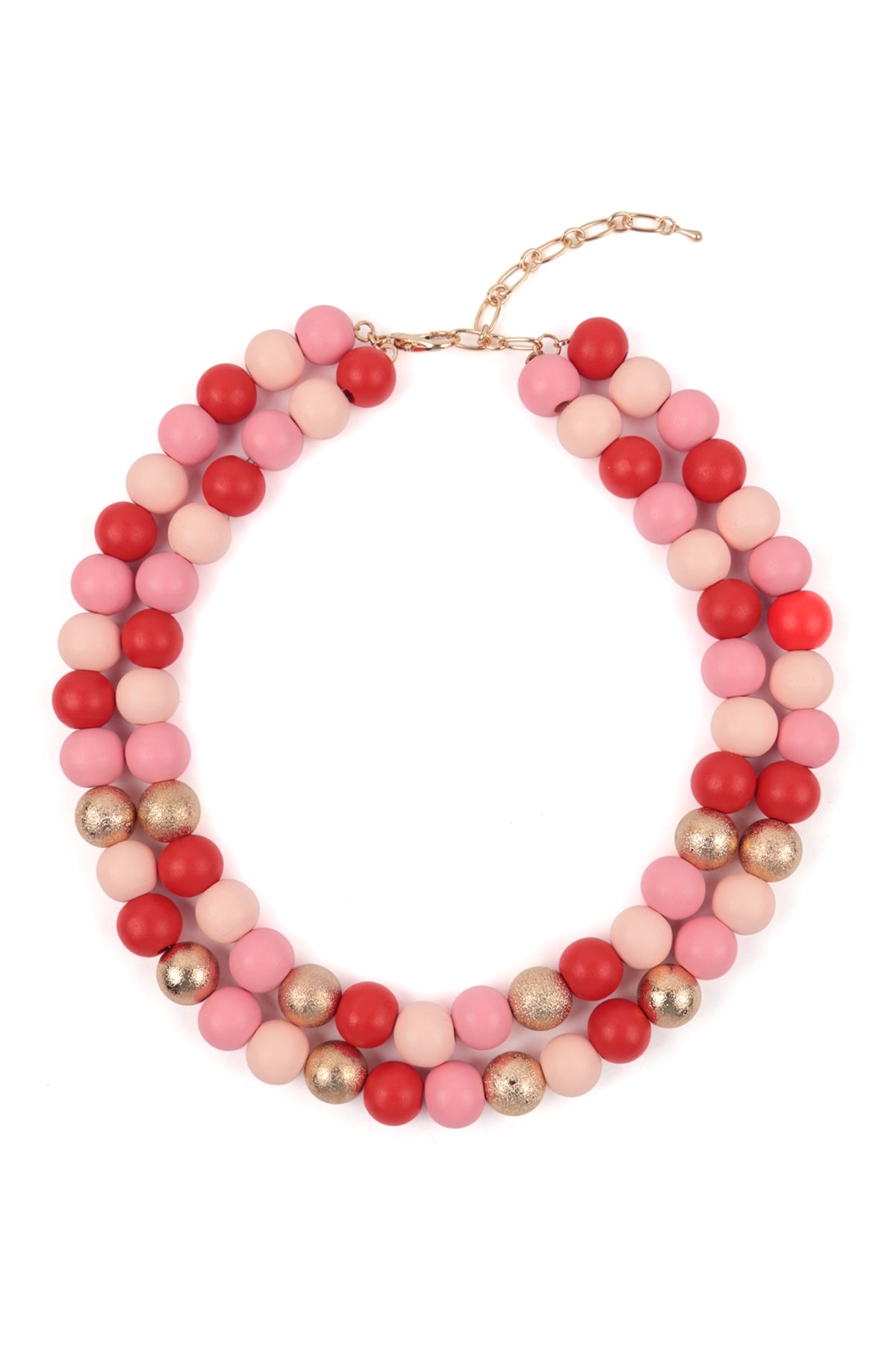 Wood, CCB 2 Line Beaded Necklace
