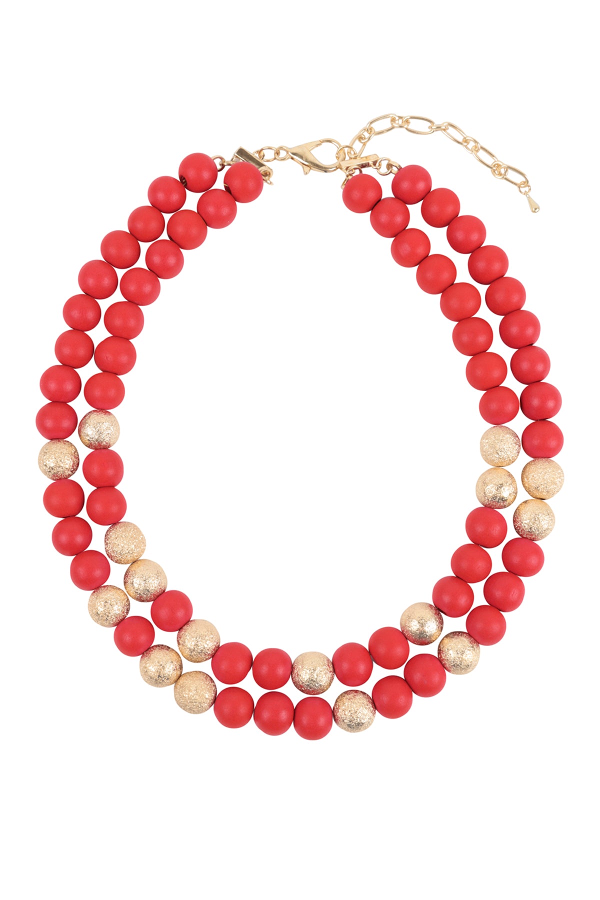Wood, CCB 2 Line Beaded Necklace