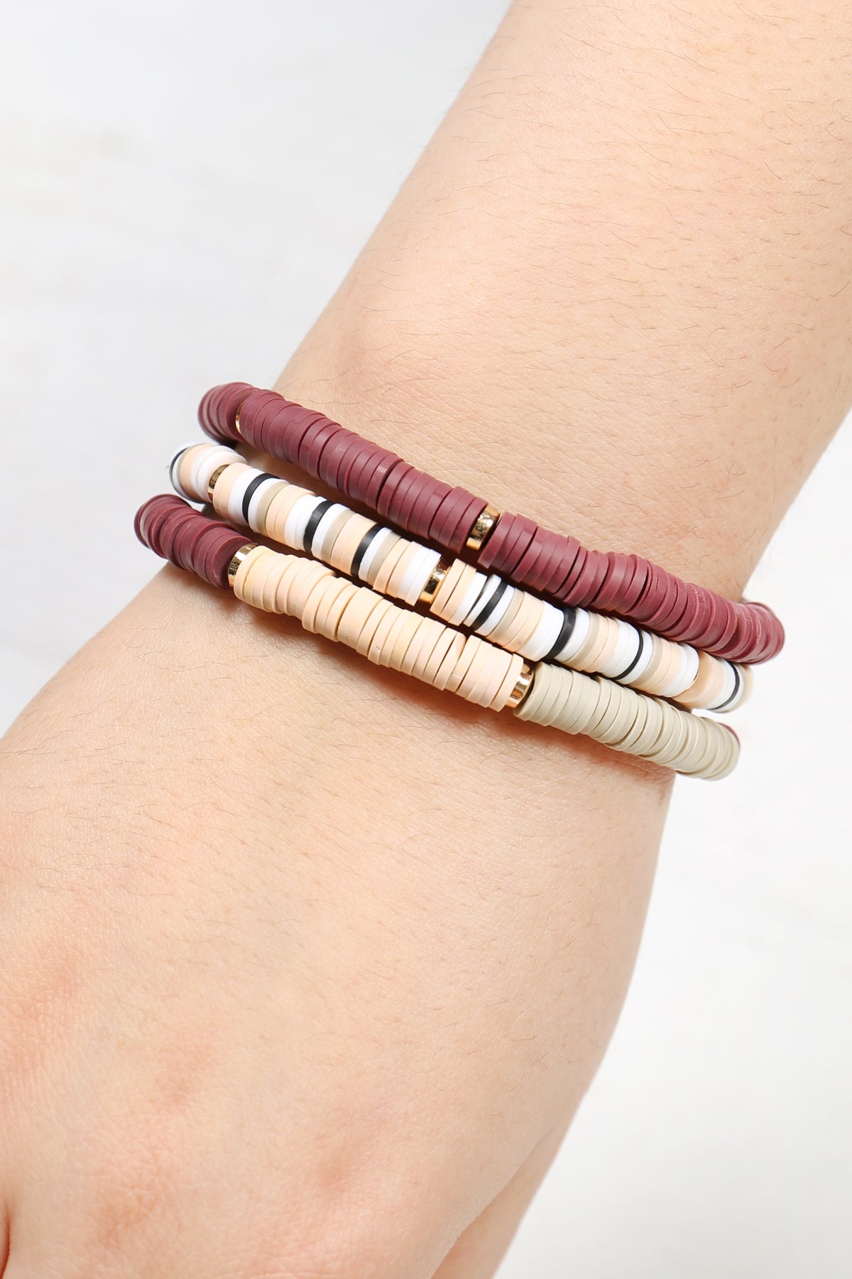 Fimo Tri Color Piece Elastic Bracelet