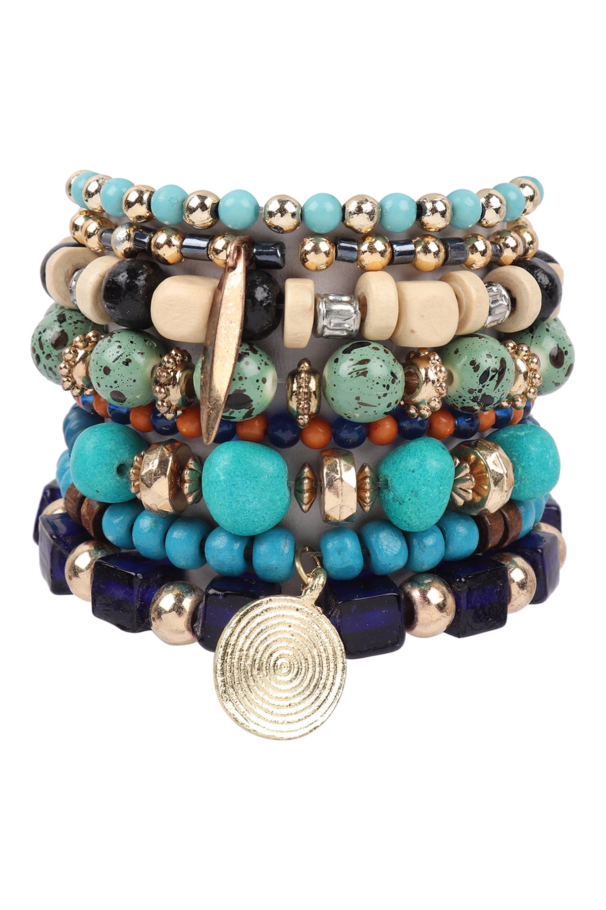 Charm Mix Beads w/ Disk Pendant Bracelet