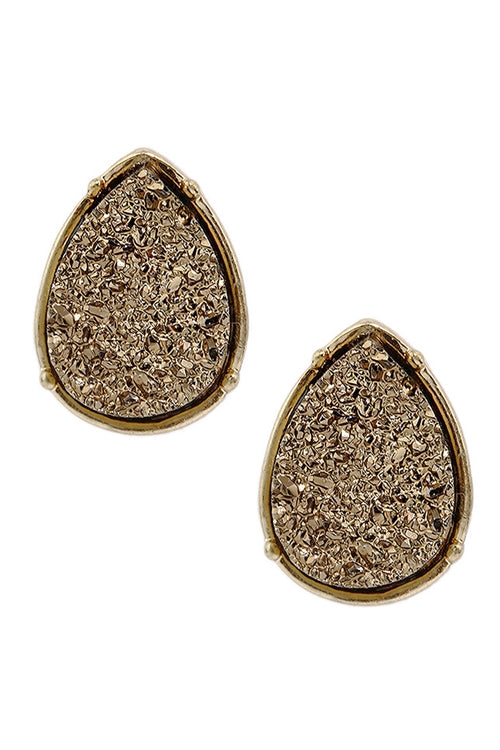 Druzy Teardrop Post Earrings