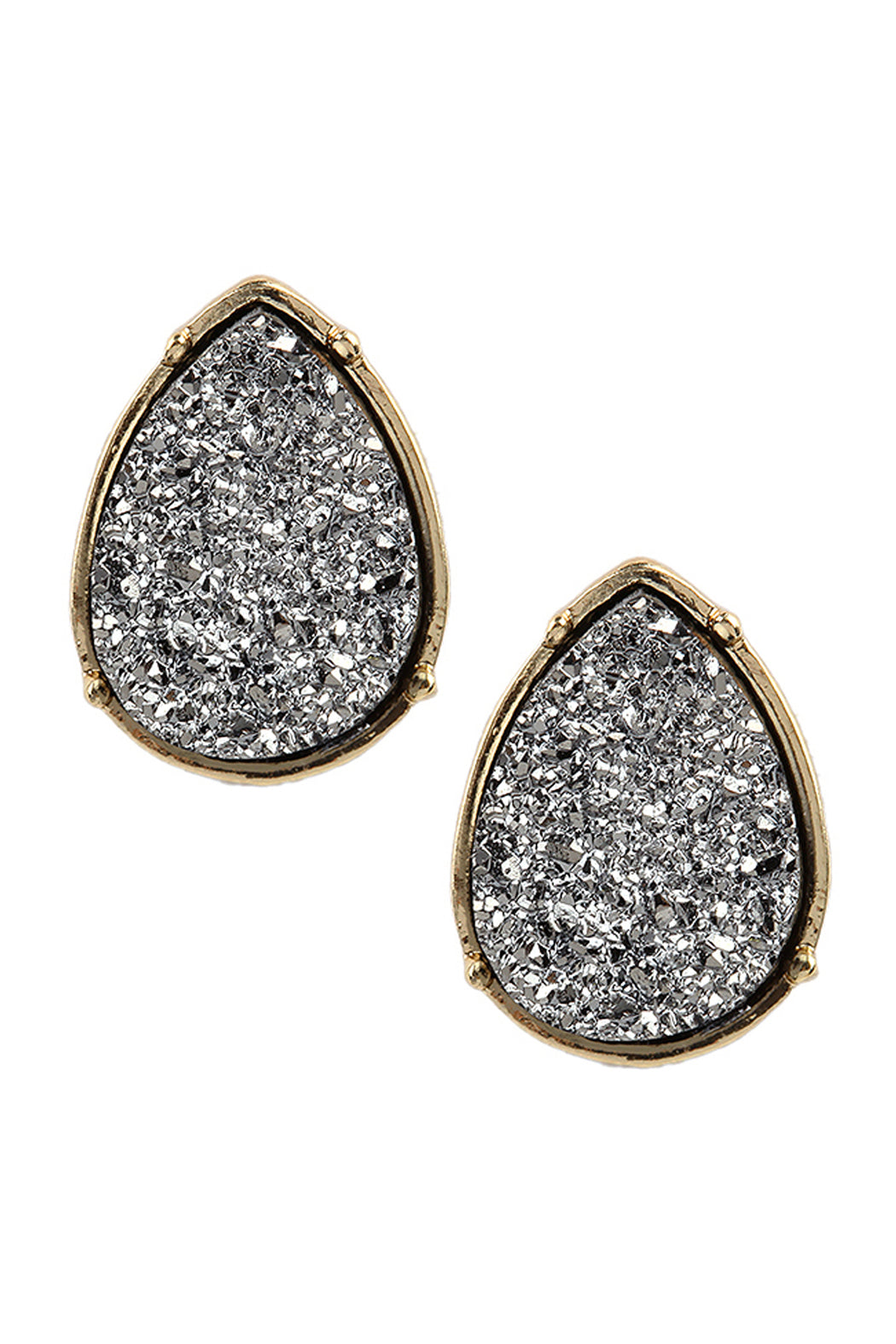 Druzy Teardrop Post Earrings