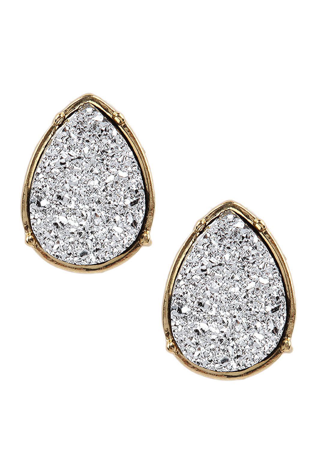 Druzy Teardrop Post Earrings