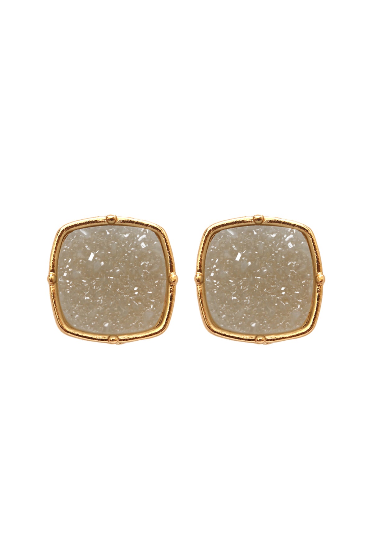 Druzy Post S2uare Earrings Light Gray