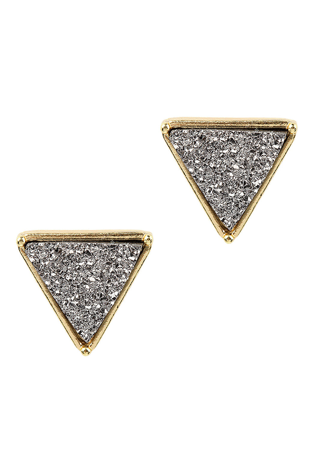 Druzy Triangle Post Earrings /6Pcs