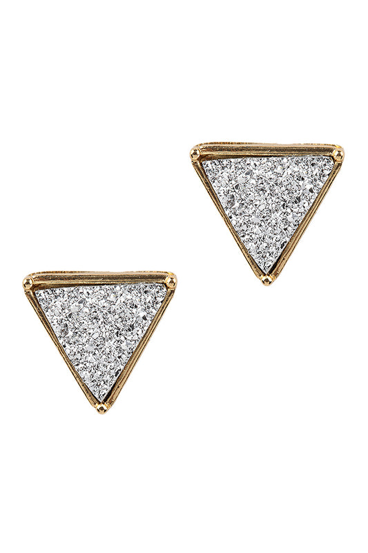 Druzy Triangle Post Earrings /6Pcs