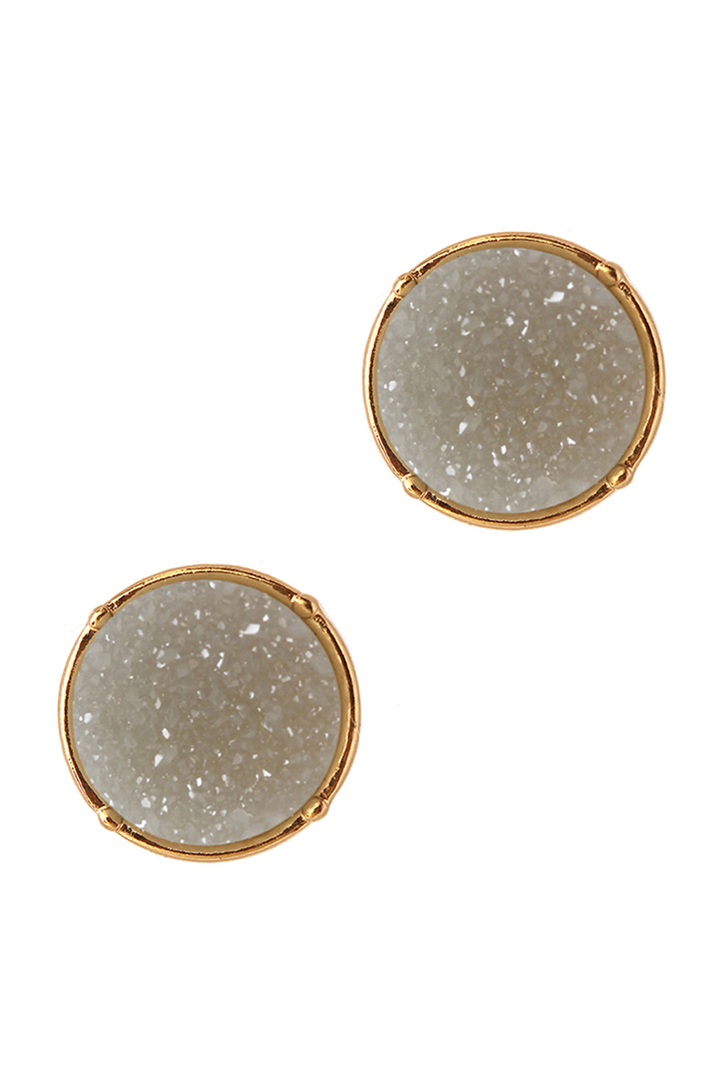 Druzy Round Post Earrings