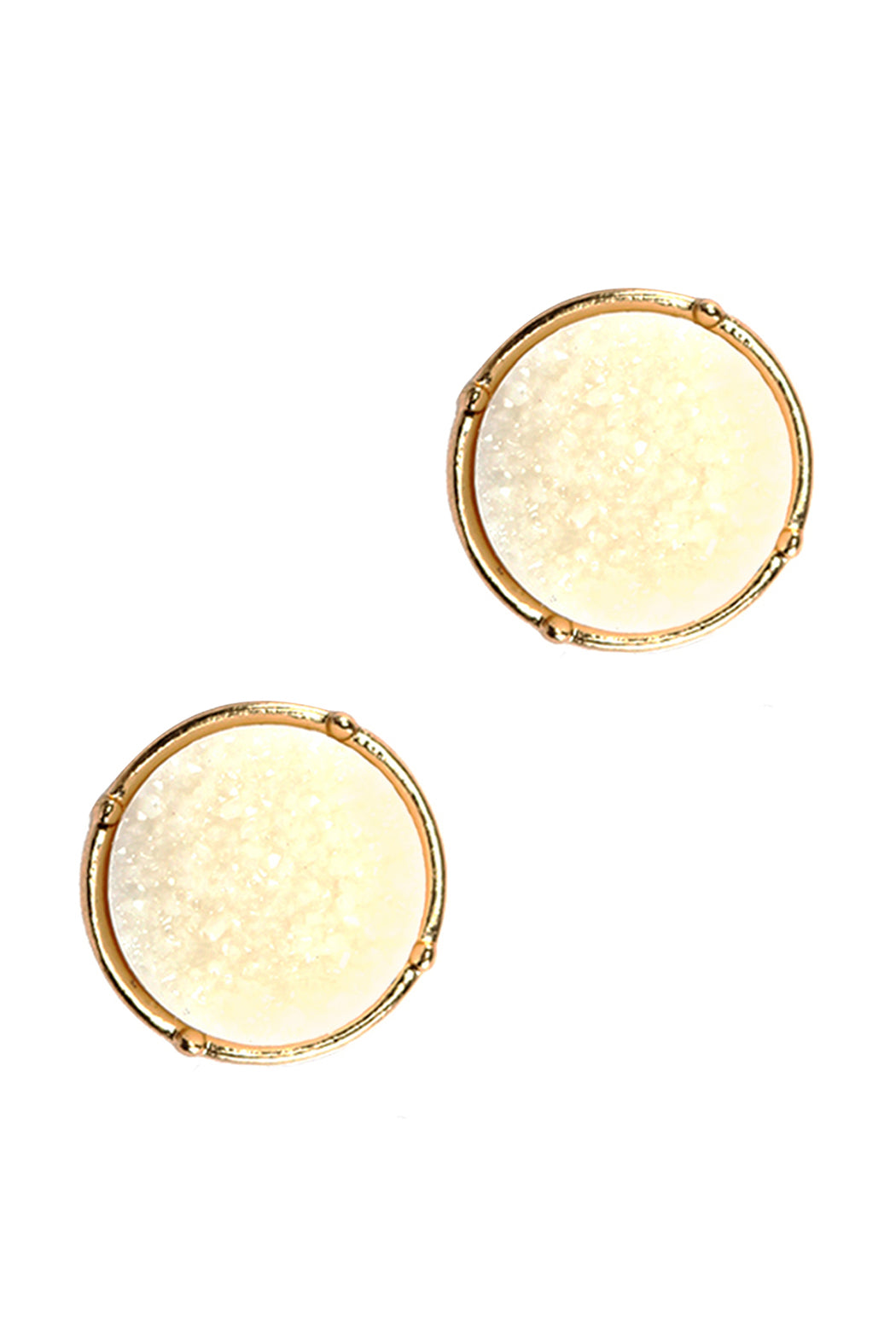 Druzy Round Post Earrings