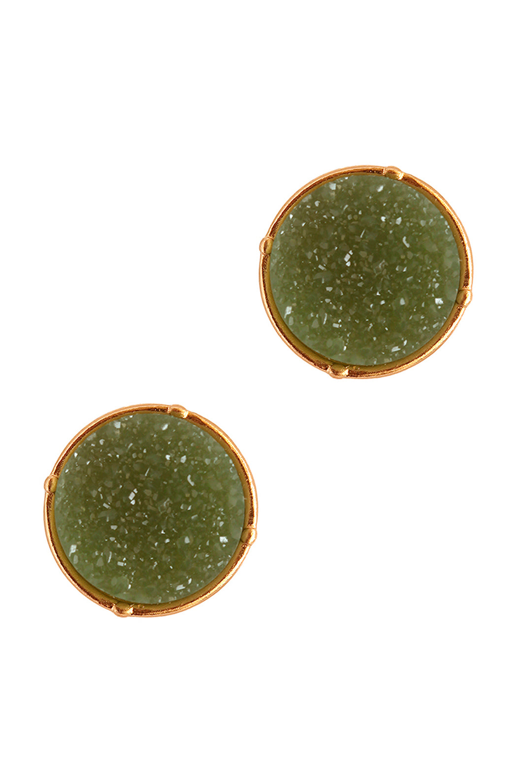 Druzy Round Post Earrings