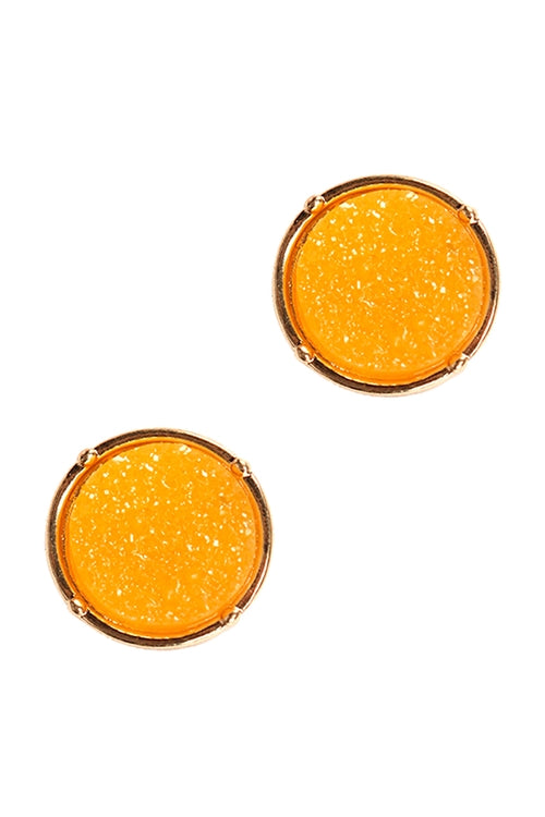 Druzy Round Post Earrings