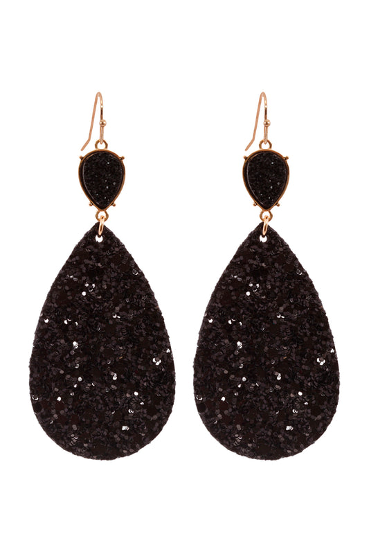Druzy Teardrop Glitter Earrings