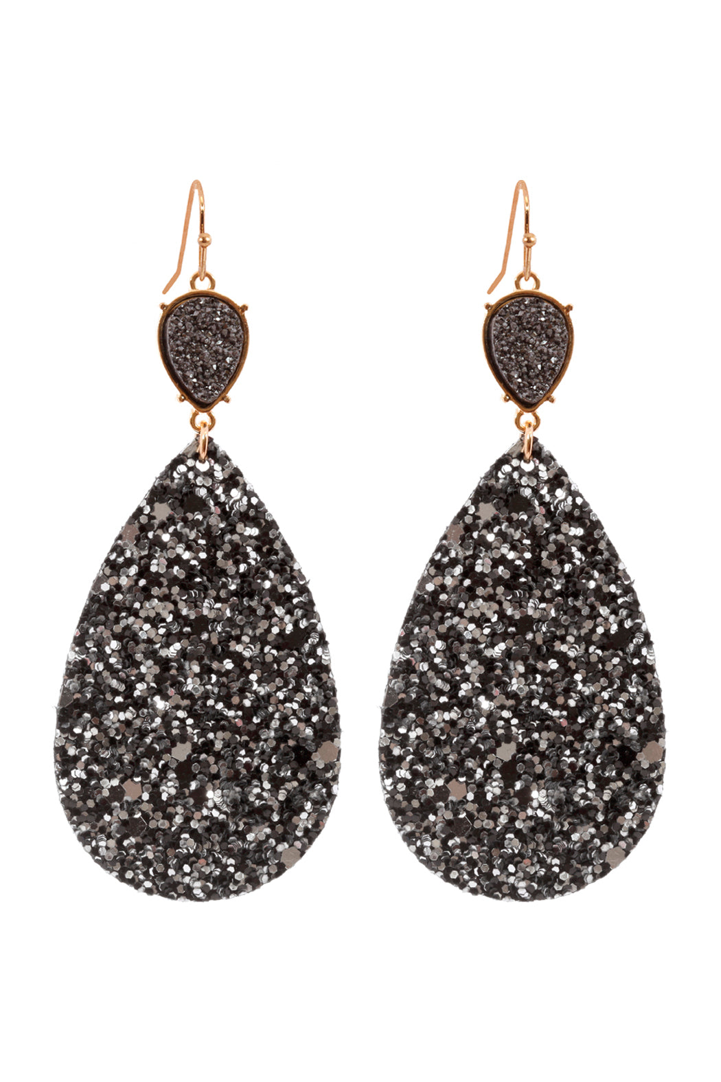Druzy Teardrop Glitter Earrings